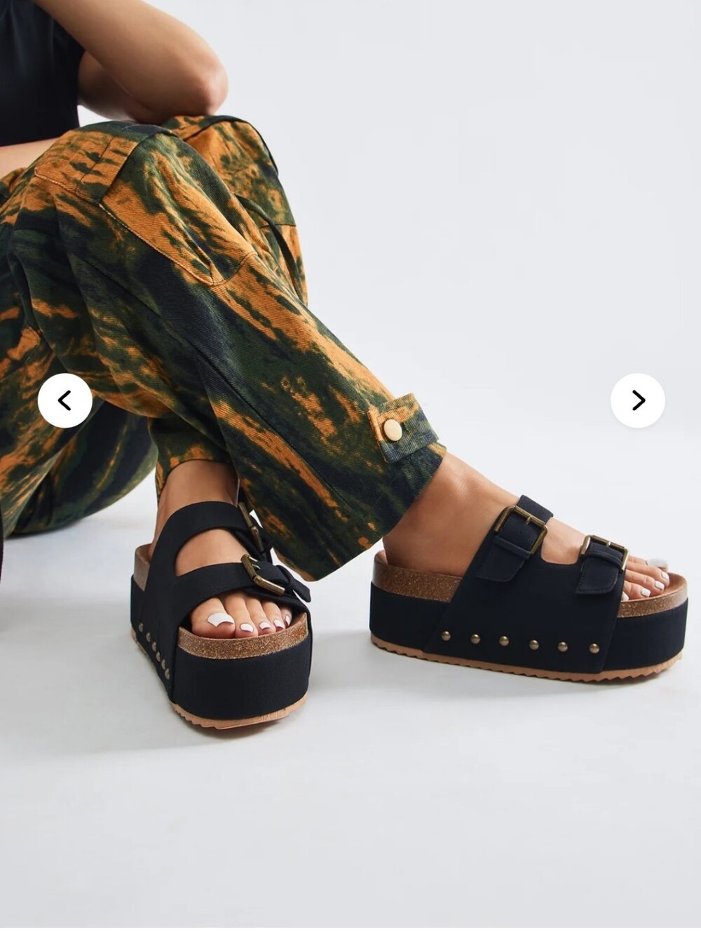 Fashion Nova Platform Sandals, Cork Footbed Slides with Adjustable Buckles 7